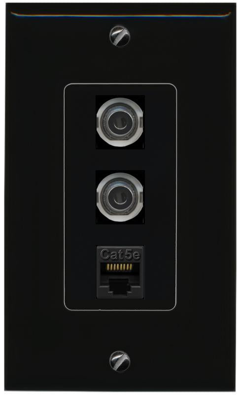 2 3.5mm CAT5E-WHITE Wall Plate [Black]