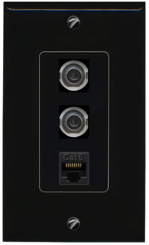 2 3.5mm CAT6 Wall Plate [Black]