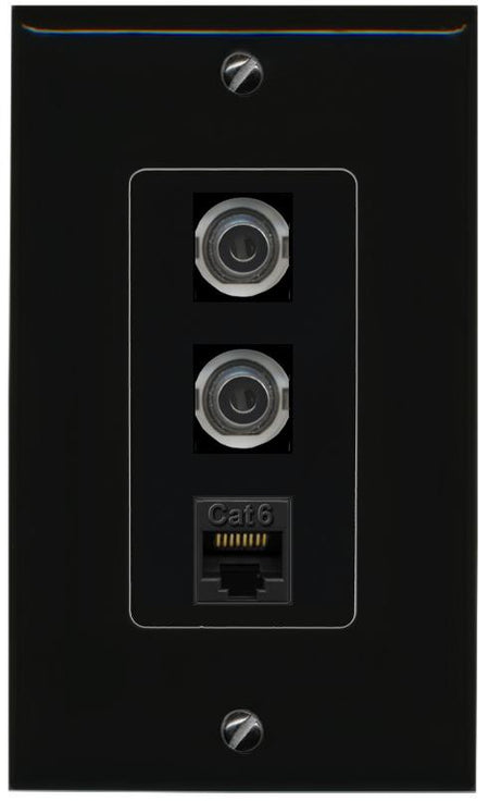 2 3.5mm CAT6 Wall Plate [Black]