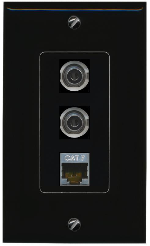 2 3.5mm CAT7 Wall Plate [Black]