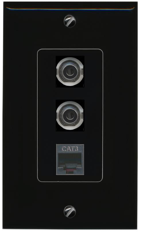 2 3.5mm PHONE Wall Plate [Black]