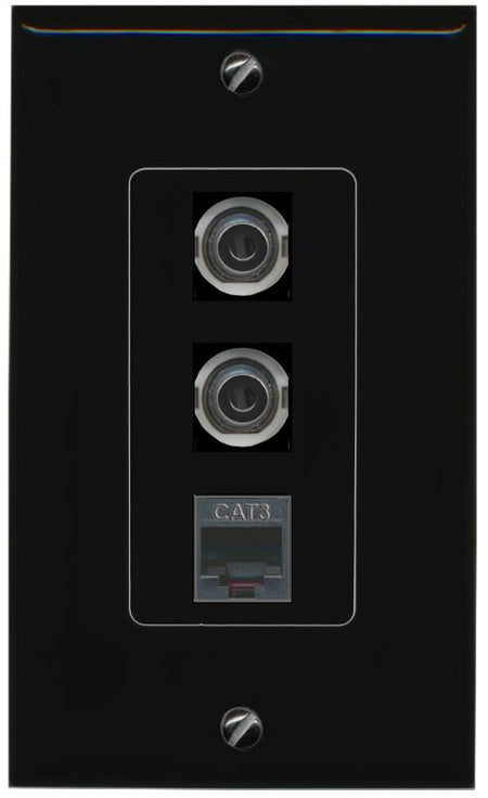 2 3.5mm PHONE Wall Plate [Black]