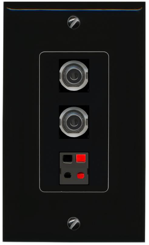2 3.5mm SPEAKER Wall Plate [Black]