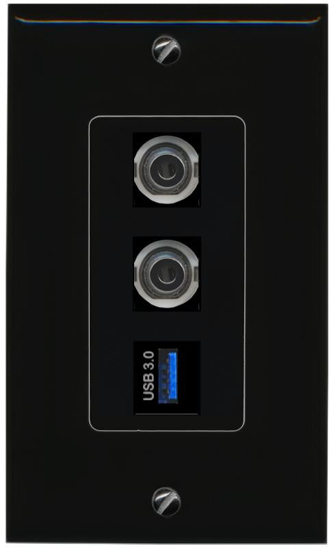 2 3.5mm USB-3 Wall Plate [Black]