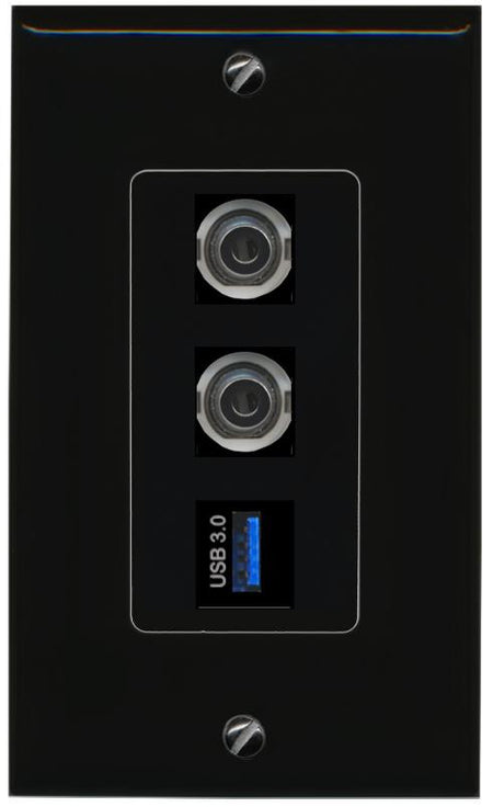 2 3.5mm USB-3 Wall Plate [Black]