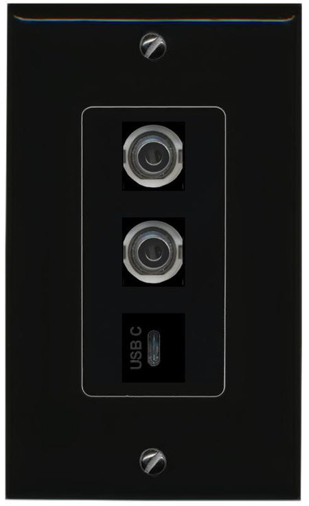 2 3.5mm USBC Wall Plate [Black]