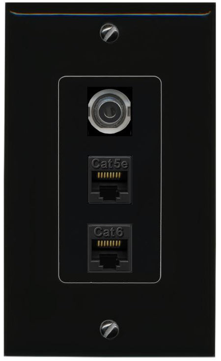 3.5mm CAT5E-WHITE CAT6 Wall Plate [Black]