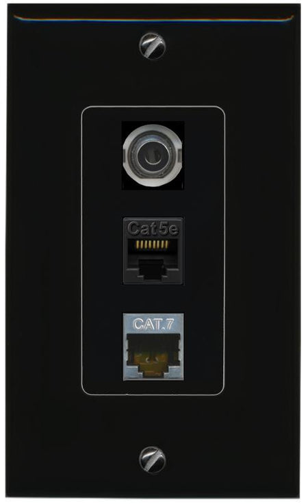 3.5mm CAT5E-WHITE CAT7 Wall Plate [Black]