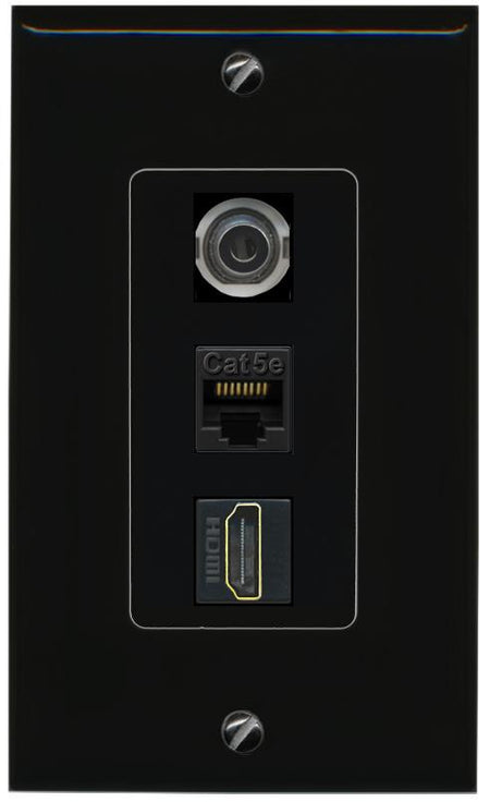 3.5mm CAT5E-WHITE HDMI Wall Plate [Black]