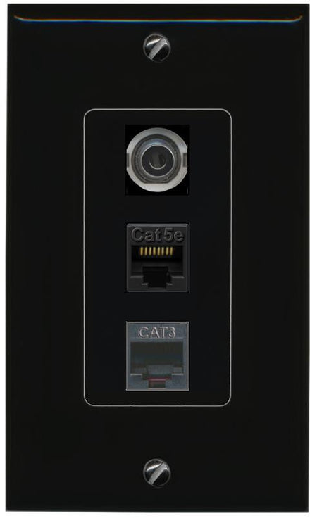 3.5mm CAT5E-WHITE PHONE Wall Plate [Black]