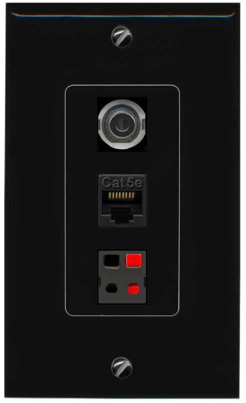 3.5mm CAT5E-WHITE SPEAKER Wall Plate [Black]