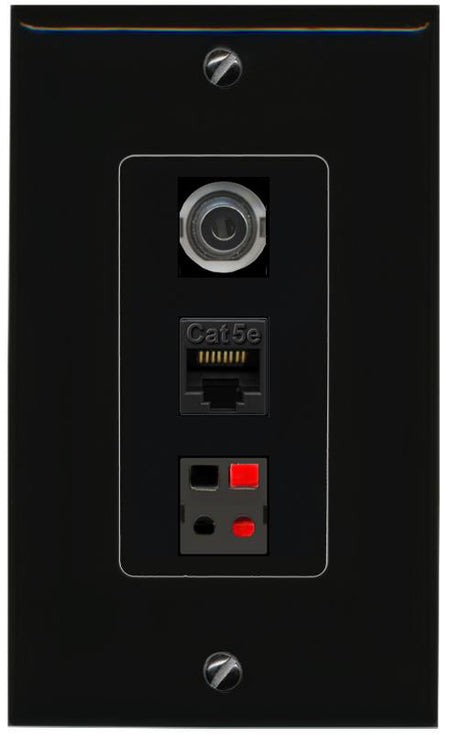 3.5mm CAT5E-WHITE SPEAKER Wall Plate [Black]