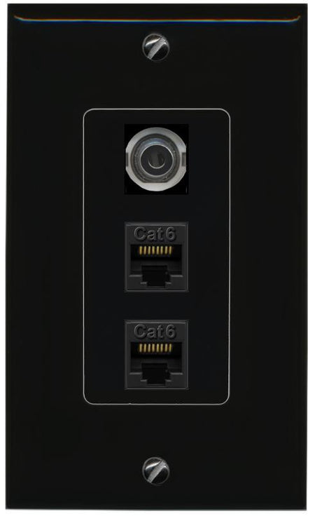 3.5mm 2 CAT6 Wall Plate [Black]