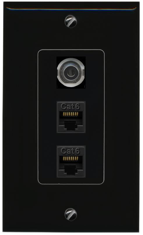 3.5mm 2 CAT6 Wall Plate [Black]