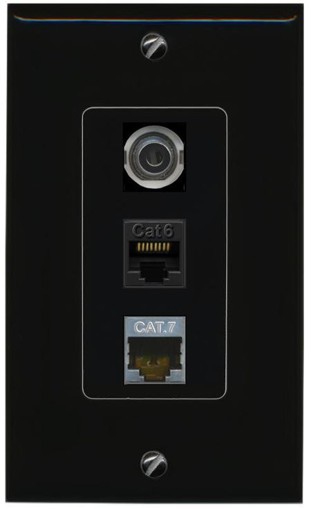 3.5mm CAT6 CAT7 Wall Plate [Black]