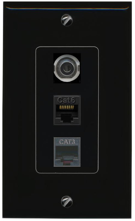 3.5mm CAT6 PHONE Wall Plate [Black]