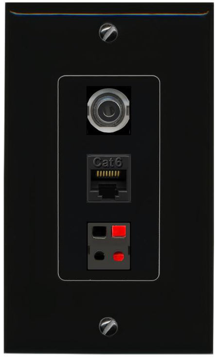 3.5mm CAT6 SPEAKER Wall Plate [Black]