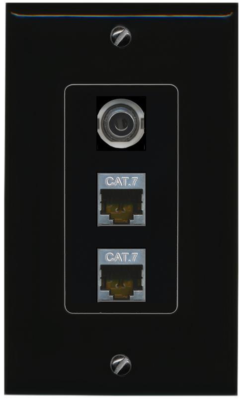 3.5mm 2 CAT7 Wall Plate [Black]