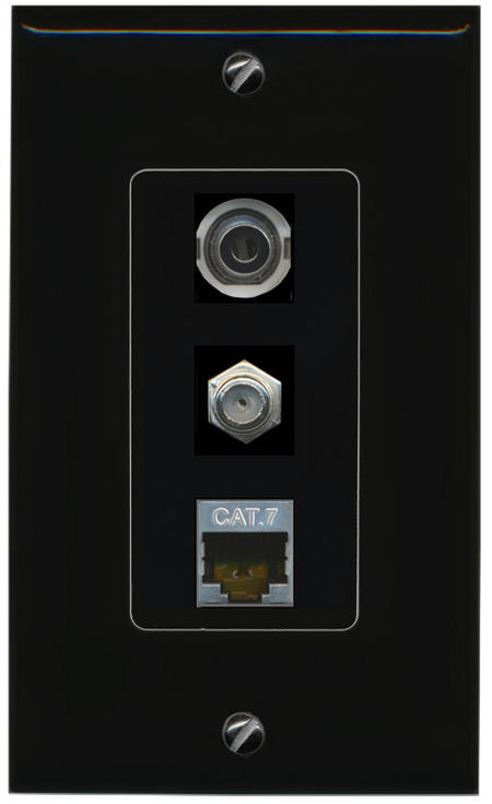 3.5mm CAT7 COAX Wall Plate [Black]