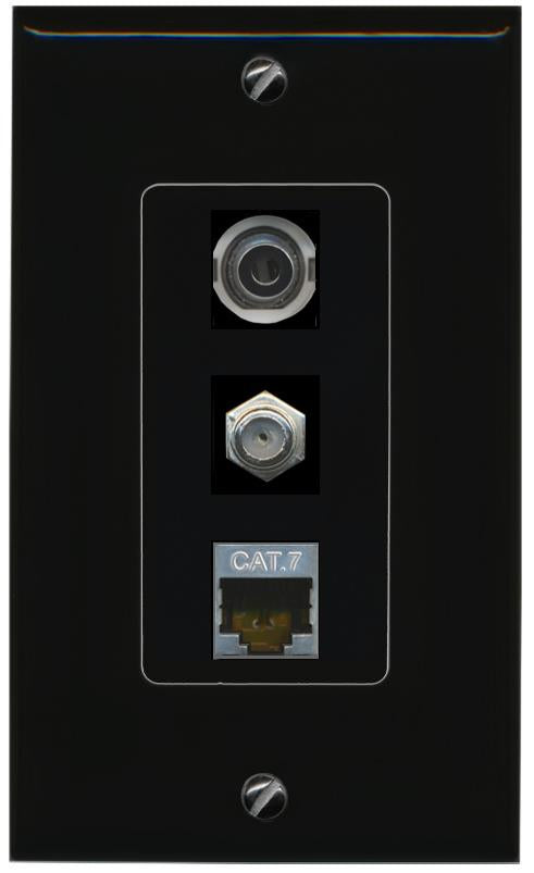 3.5mm CAT7 COAX Wall Plate [Black]