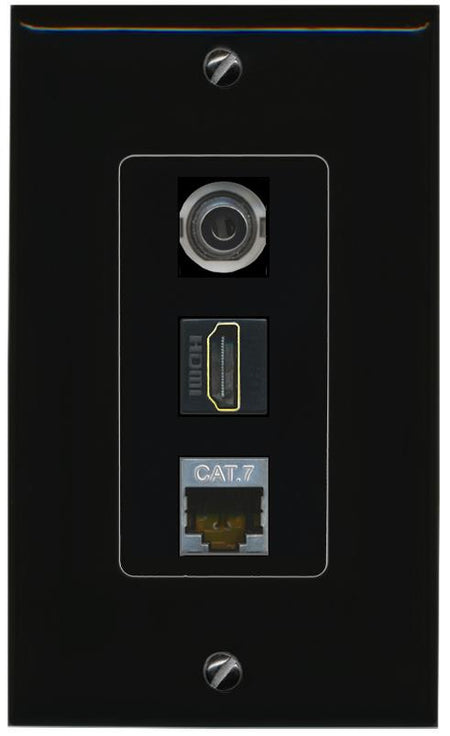 3.5mm CAT7 HDMI Wall Plate [Black]
