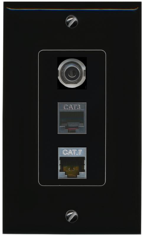 3.5mm CAT7 PHONE Wall Plate [Black]