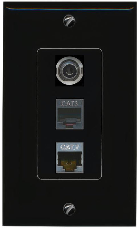 3.5mm CAT7 PHONE Wall Plate [Black]
