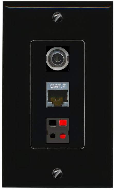 3.5mm CAT7 SPEAKER Wall Plate [Black]