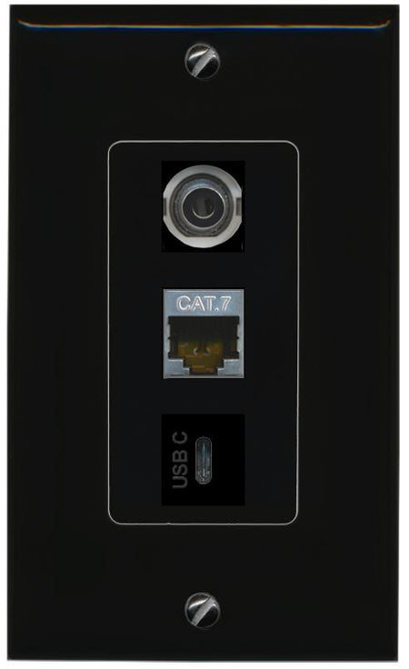 3.5mm CAT7 USBC Wall Plate [Black]