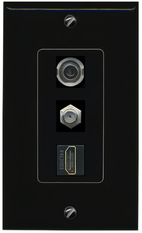 3.5mm COAX HDMI Wall Plate [Black]