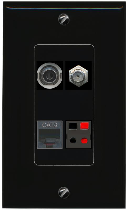 RiteAV 3.5mm COAX PHONE SPEAKER Wall Plate Decorative [Black]