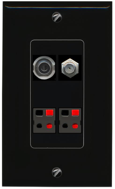 RiteAV 3.5mm COAX 2 SPEAKER Wall Plate Decorative [Black]