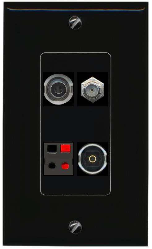 RiteAV 3.5mm COAX SPEAKER TOSLINK Wall Plate Decorative [Black]