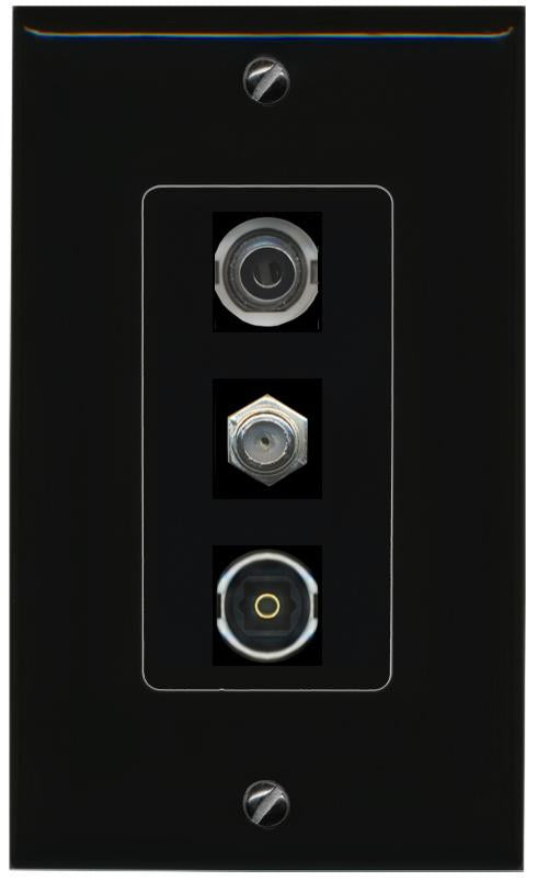 3.5mm COAX TOSLINK Wall Plate [Black]