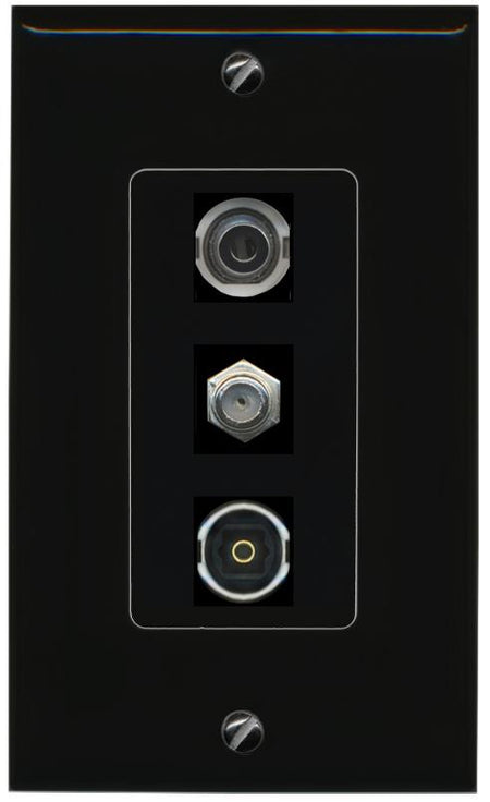 3.5mm COAX TOSLINK Wall Plate [Black]