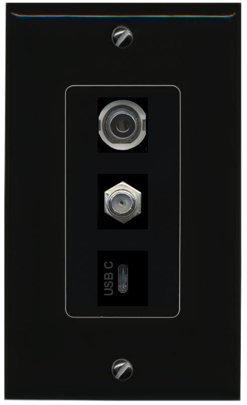 3.5mm COAX USBC Wall Plate [Black]