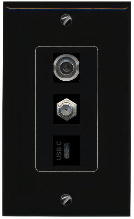 3.5mm COAX USBC Wall Plate [Black]