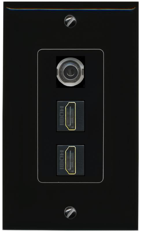 3.5mm 2 HDMI Wall Plate [Black]