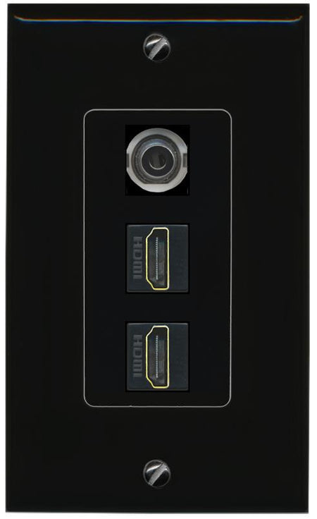 3.5mm 2 HDMI Wall Plate [Black]