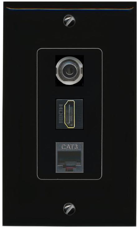 3.5mm HDMI PHONE Wall Plate [Black]