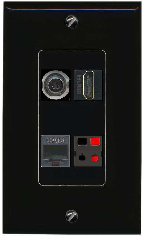 RiteAV 3.5mm HDMI PHONE SPEAKER Wall Plate Decorative [Black]