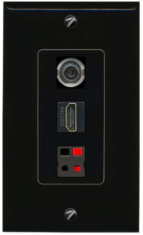 3.5mm HDMI SPEAKER Wall Plate [Black]