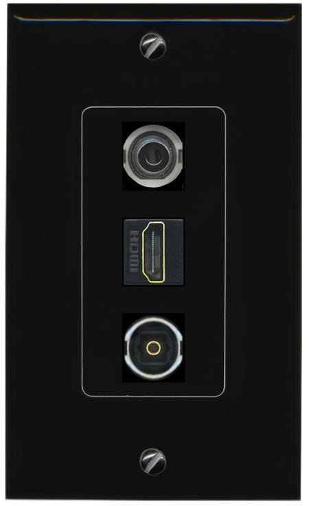 3.5mm HDMI TOSLINK Wall Plate [Black]