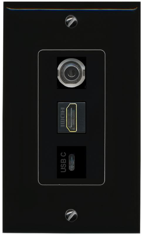 3.5mm HDMI USBC Wall Plate [Black]