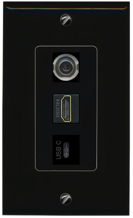3.5mm HDMI USBC Wall Plate [Black]