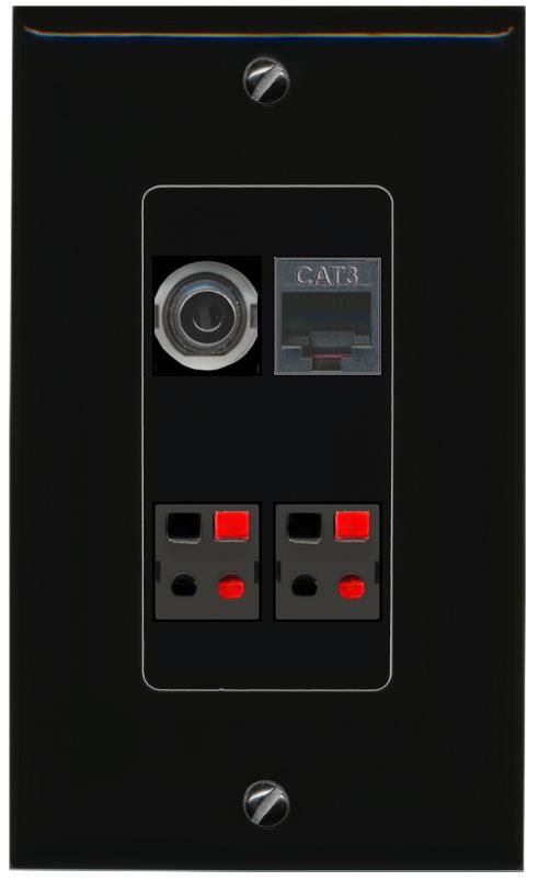 RiteAV 3.5mm PHONE 2 SPEAKER Wall Plate Decorative [Black]