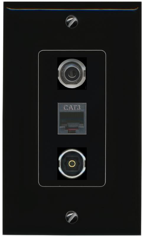 3.5mm PHONE TOSLINK Wall Plate [Black]