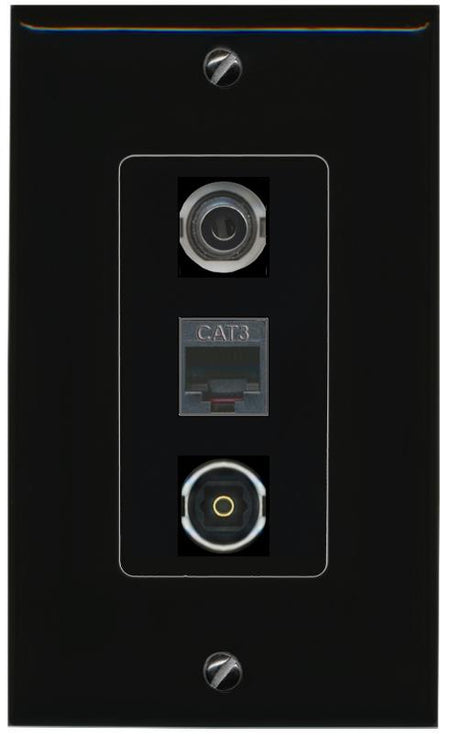 3.5mm PHONE TOSLINK Wall Plate [Black]