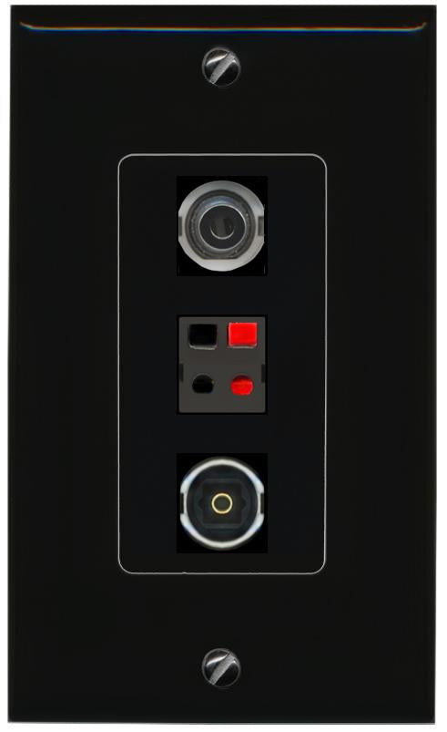 3.5mm SPEAKER TOSLINK Wall Plate [Black]