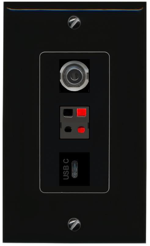 3.5mm SPEAKER USBC Wall Plate [Black]